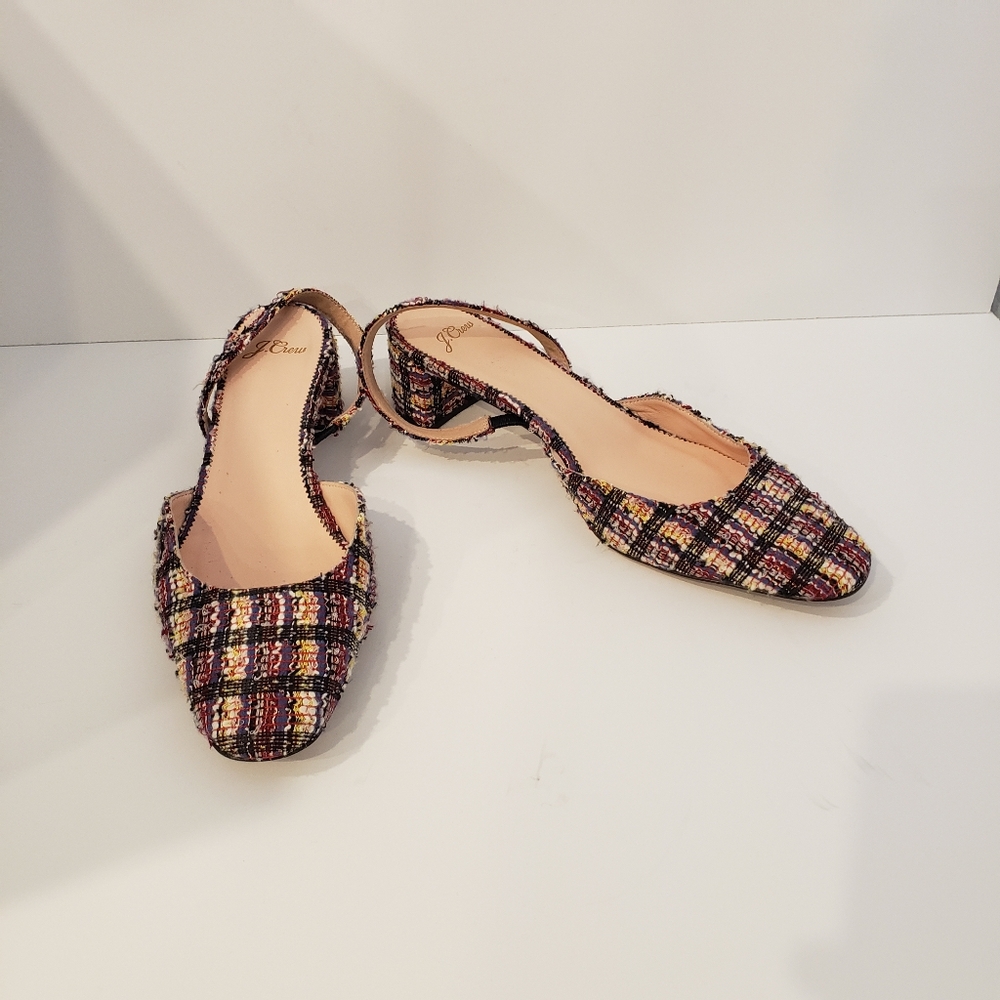 J. Crew Multicolor Plaid Heels